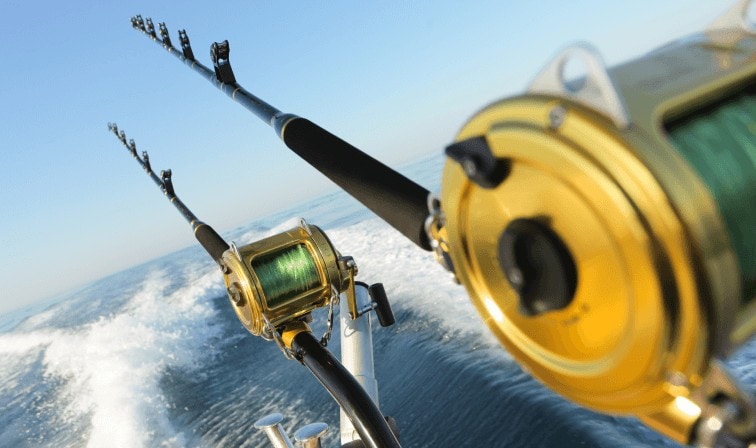 Fishing rods from a boat in Cabo San Lucas